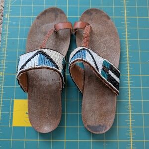 PRE-OWNED David Aaron Beaded Sandals 7 As Is